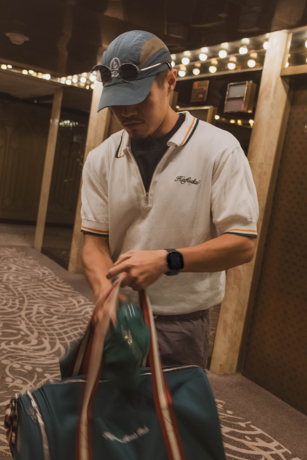 Classic Knit Polo - White/Clay/Field Green