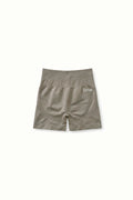 Brown shorts with a brand logo on a white background