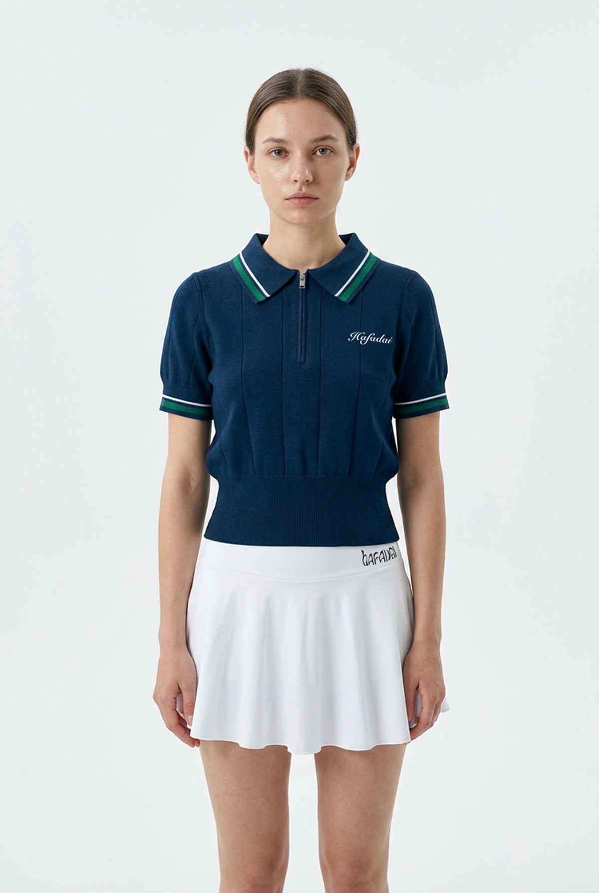Classic Knit Polo - Navy/White/Field Green